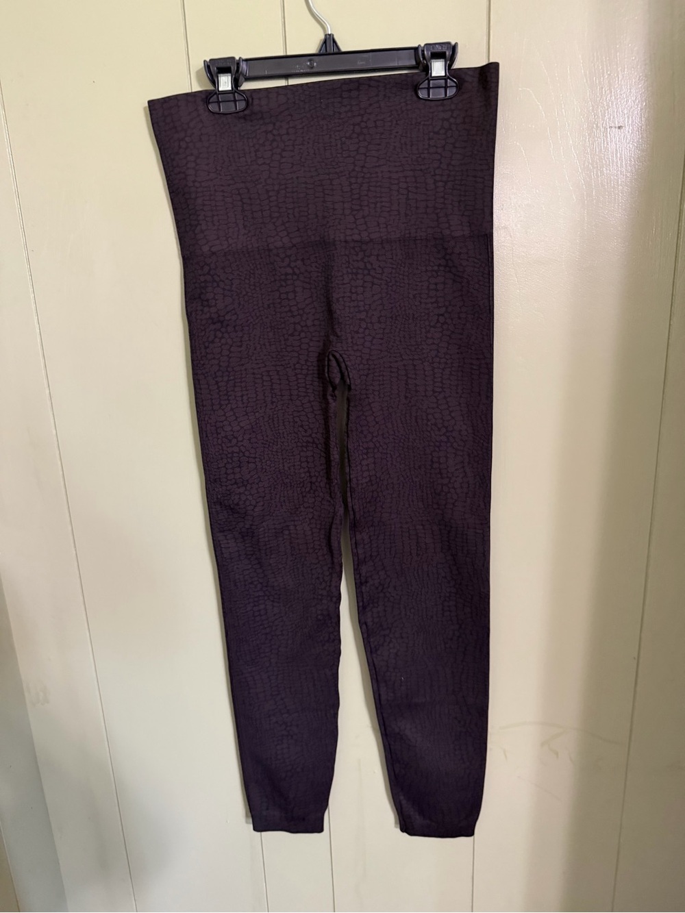 Spanx High-Waist Textured Leggings in Brown and Black animal print.